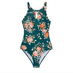 NWT Cupshe Green Floral One Piece Swimsuit size L